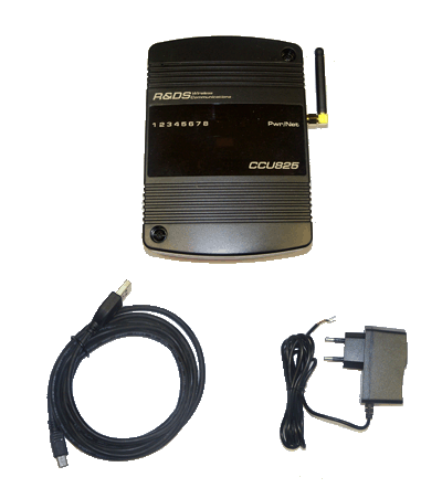 CCU825-HOME/WB/AR-PC.GSM- контроллер CCU825-HOME, крепление на стену, GSM антенна угловая (SMA), блок питания 15В/1А, аккумулятор АКБ LiFePO4 12,8В-2А/ч, кабель USB A-miniB, Viber/Telegram бот ccurobot