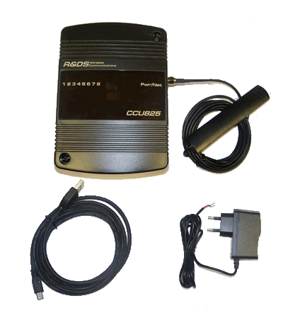 CCU825-HOME/WB/AE-PC.GSM- контроллер CCU825-HOME, крепление на стену, GSM антенна выносная (SMA, 2м), блок питания 15В/1А, аккумулятор АКБ LiFePO4 12,8В-2А/ч, кабель USB A-miniB, Viber/Telegram бот ccurobot